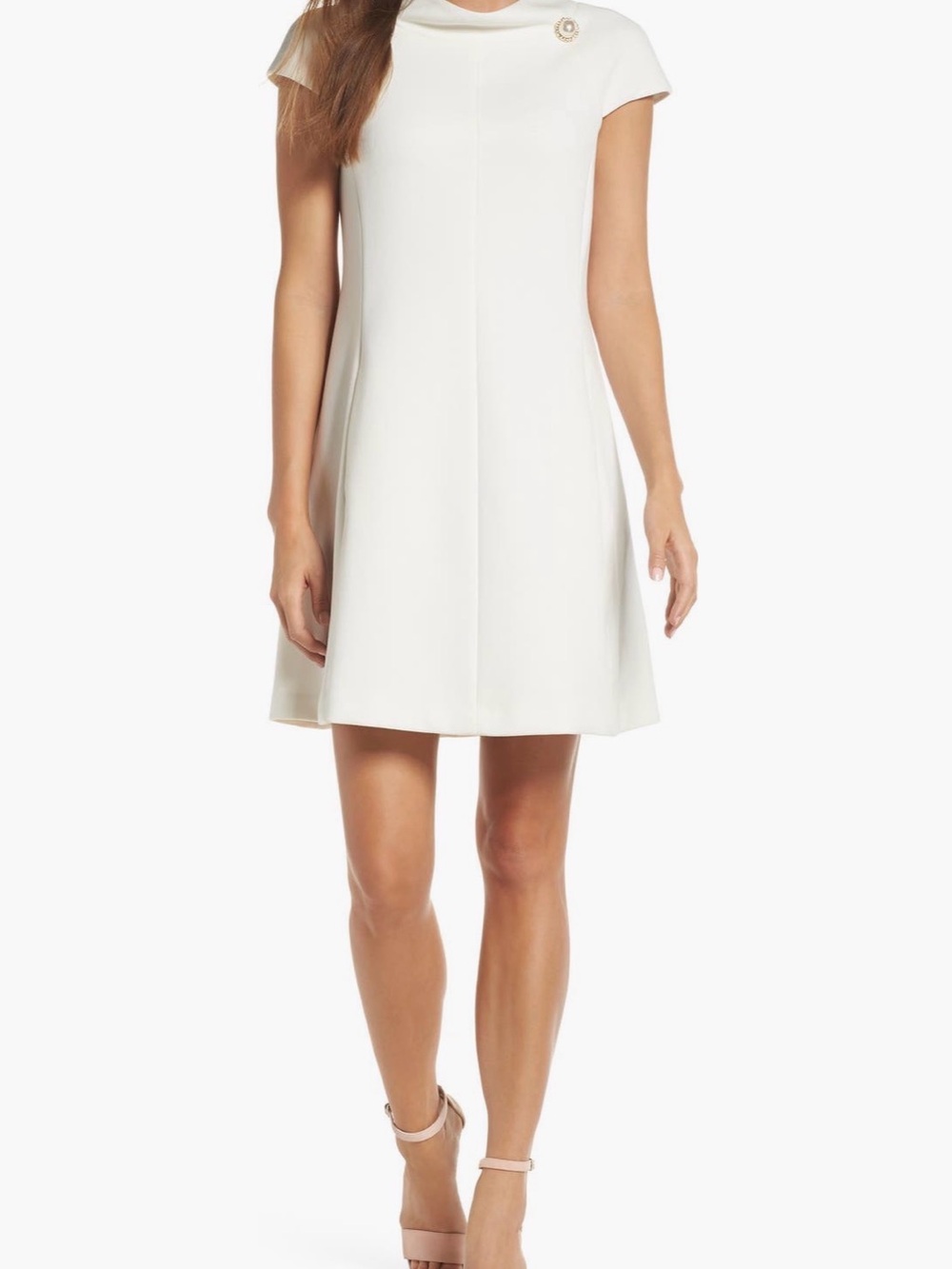 Cap-Sleeve Mini Dress in White